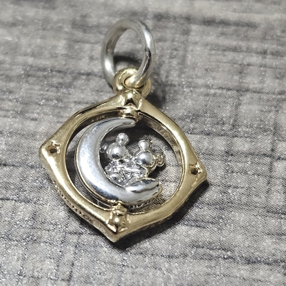 Disney Mickey Mouse & Minnie Mouse Two-tone Spinning Moon Dangle Charm - Picture 3 of 6